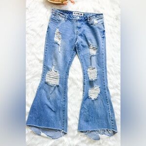 The Laundry Room Flared Crop Jeans Destroyed Denim size 27